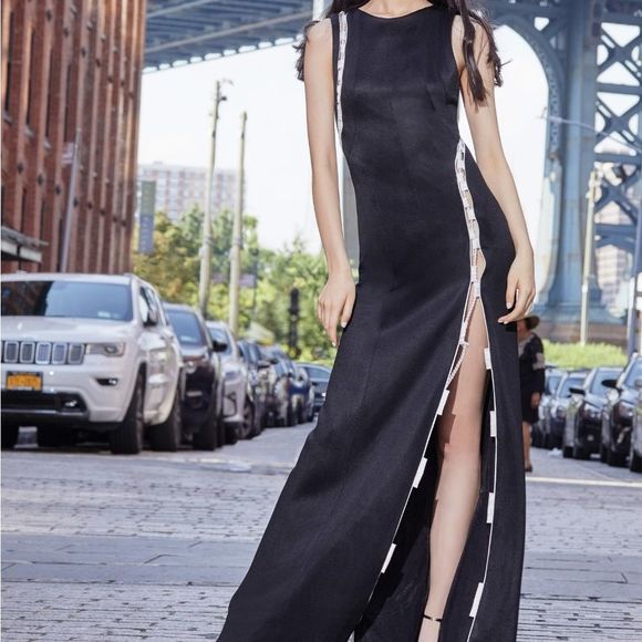 Galvan London Dresses & Skirts - NWT GALVAN LONDON LACE UP BLACK WHITE JERSEY GOWN DRESS US 4